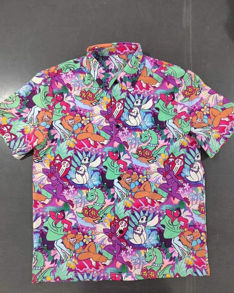Curvy Cryptids Hawaiian Button Up Shirt – Adulting Axolotl Apparel ...