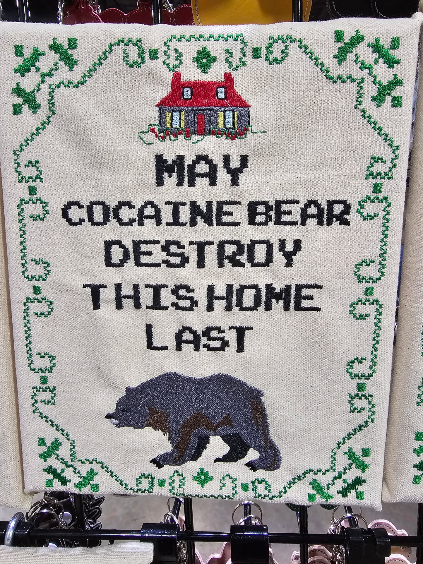 Cocaine Bear Embroidery Wall Art