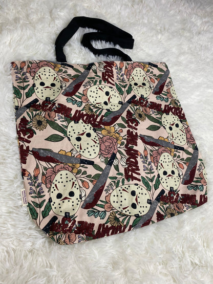 Flash Summer Camp Killer Floral Canvas Zipper Tote Bag